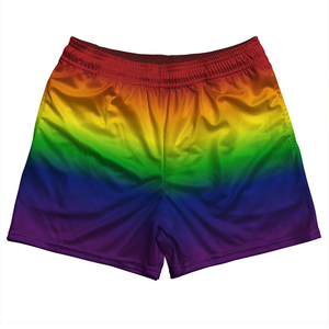 Women's High Waist Gradient Color Sport Gym Shorts with Zipper Pockets Quick Dry Knitted Fabric Regular Fit Workout Shorts - Product Image 4