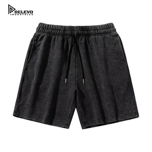 Wholesale RELEVO INDUSTRIES High Quality Comfortable Summer Street <b>Knitted</b> Cotton Fabric Vintage Acid Wash Men's Shorts T <b>Set</b> - Product Image 4