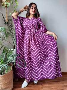 Robe Kaftan en Coton Imprimé pour Femme, Motif Tie-Dye Floral Paisley, Style Bohème, Tenue de Plage, Vêtement de Vacances, Vente en Gros - Product Image 2