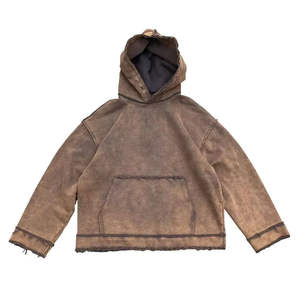 Ventes en gros de sweats à capuche pour hommes, style streetwear, 100% coton, effet usé, respirants, logo personnalisé - Product Image 4