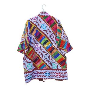 Robe Kimono Élégante pour Femme, Manches Trois-Quarts, 100% Coton, Col en V, Patchwork, Respirante, Été Hiver Printemps - Product Image 5