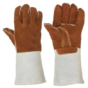 Gants de travail en cuir de vachette de qualité supérieure, 14 pouces, avec doublure en polaire intégrale, protection contre la chaleur et les étincelles, sécurité industrielle - Product Image 1