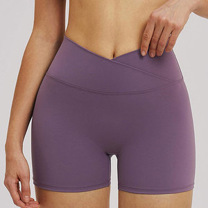 High Waist Solid Color Yoga Shorts Seamless Spandex Nylon Four-Way Stretch Full Length Women's Workout Wear 2-Piece Set - Product Image 1