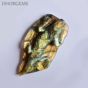 Piedra Preciosa Suelta de Labradorita Amarilla Natural con Diseño de Lagarto, Venta al por Mayor de Gemas Talladas con Diseño de Lagarto - Product Image 1