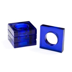Anillos de Servilleta Cuadrados de Resina Azul Translúcido Elegantes al por Mayor para Hoteles, Bodas, Restaurantes, Accesorios de Mesa - Product Image 1