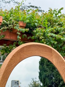 Espejo de Pared Grande con Forma de Huevo, de Madera Sólida, Moderno, Orgánico, Asimétrico, con Marco de Madera, Espejo Decorativo para Sala de Estar, Arte Decorativo de Pared - Product Image 6