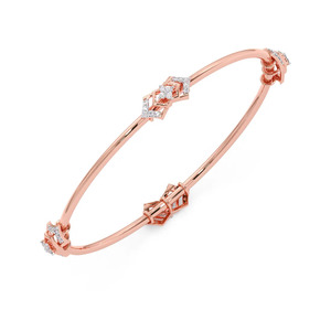 Interwoven Oval Link Diamond Accent <b>Bangle</b> <b>Bracelet</b> - Product Image 1