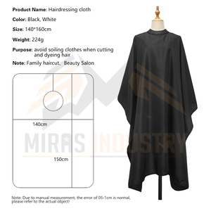 Cape de coiffure unisexe en polyester noir et blanc, résistante à l'eau, uniforme de travail - Product Image 4