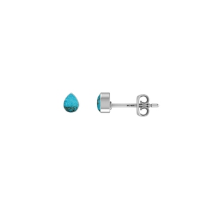 925 <b>Silver</b> Turquoise Natural Pear Oval Shape Butterfly Lock <b>Stud</b> <b>Earrings</b> Classic Style Bezel Setting Wedding Party Pack 4 Pairs - Product Image 4