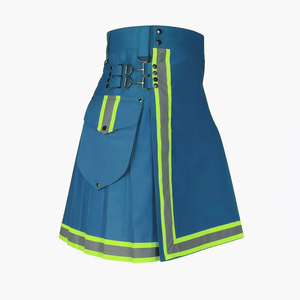 Kilt de travail réfléchissant vert personnalisé pour pompiers, bleu foncé, avec poches cargo, vente en gros 2026 - Product Image 1