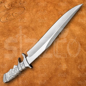Couteau Bowie OEM fait main en acier SIZZCO D2 avec manche en pierre précieuse blanche, longueur totale de 15 pouces, pour la chasse, la survie et les activités tactiques en extérieur - Product Image 3