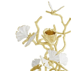 Candelabros Artesanales Ecológicos de Calidad Óptima con Forma de Árbol Dorado y Detalles Florales Blancos para Decoración del Hogar, Envío Rápido - Product Image 4