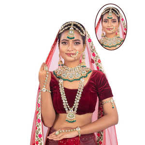 Parure de bijoux plaqué or Kundan Stone & Beads 10581287GR Bridal Collection - Product Image 1