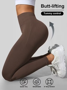 Seamless Ruched Booty Lifting Yoga Pants <b>for</b> <b>Women</b> | Lightweight Polyester Spandex Gym Tights | Trendy Squat-Proof <b>Leggings</b> - Product Image 6
