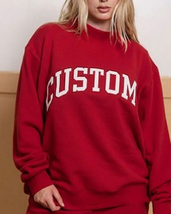 Manufacturer Wholesale Custom High Quality Women Mockneck French Terry Fleece Cotton Blends Oversized Embroidered Front Winter - Product Image 5