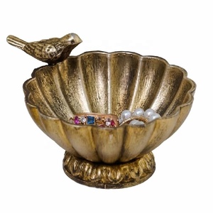 Nouvel Arrivage Porte-Bague en Forme de Feuille avec Oiseau, Finition Polie en Aluminium, Organisateur de Rangement Élégant pour Coiffeuse, Mariage et Fiançailles - Product Image 4