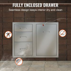 Porta di Accesso per Cucina Esterna e Combinazione Cassetti Tripli 75 cm L x 57,5 cm A x 55 cm P con Cassetto Porta Propano e Spazio di Stoccaggio Regolabile - Product Image 6