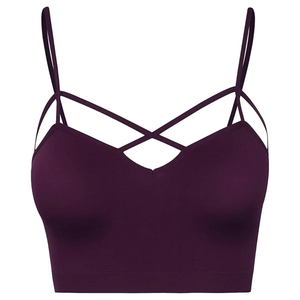 Women Sports Bra <b>Strappy</b> Crop <b>Top</b> Criss Cross Front Purple Fitness Workout Activewear Custom OEM Wholesale Supplier - Product Image 1