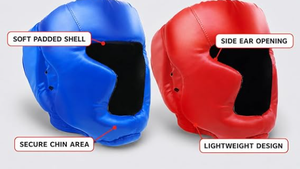 อุปกรณ์ป้องกันศีรษะสำหรับชกมวย MMA และมวยไทย ปรับได้ ผลิตจากวัสดุ PU เหมาะสำหรับผู้เริ่มต้นและเยาวชน  พร้อมหน้ากากป้องกันใบหน้า - Product Image 3