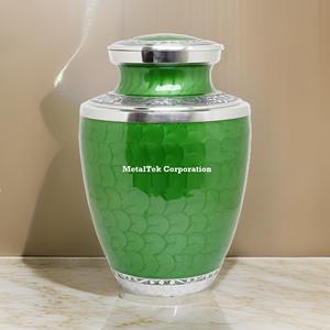 Green Large Cremation Urn For Adult Memorial Keepsake Ashes American Style Wholesale Funeral <b>Supplies</b> Decorative Urns Supplier - Product Image 1