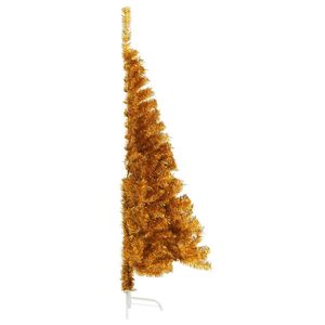 Semi-sapin de Noël artificiel doré de 1,5 m avec support – Décoration festive pour les fêtes - Product Image 3