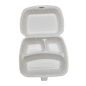 9x 9x 3英寸三格PS泡沫食品容器带盖午餐盒/快餐/汉堡包带走新产品创意2024