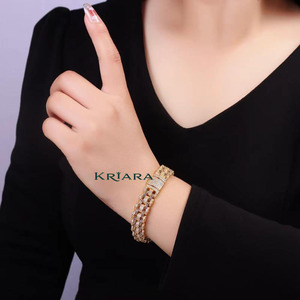 Men's 18K <b>Solid</b> <b>Gold</b> Rhodium Plated Moissanite 925 Chain Link Bracelet Round Brilliant Cut Pave Setting Luxury Geometric Design - Product Image 2