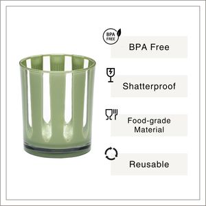 [Holar] Taiwan Made Sage Green Ribbed Drinkware Striped Design Reusable 15oz Custom <b>Plastic</b> <b>Cups</b> for Outdoor Party Poolside - Product Image 2