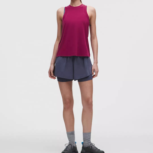 Wholesale Custom Print Women's Crew Neck Sleeveless Tank <b>Top</b> Solid Color Knitted Breathable Sporty Style Purple <b>Red</b> Tank <b>Top</b> - Product Image 5
