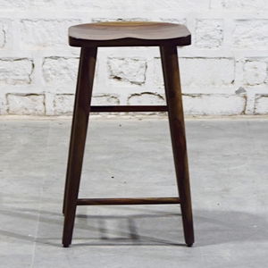 Solid Wood Modern Rustic Bar <b>Stool</b> with Curved <b>Seat</b> Backless Ottoman for Living Room Hotel Dining Room Milk Tea Shop - Product Image 2