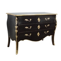 Commode à tiroirs en bois peinte en noir et or de style français, design pour meubles de chambre à coucher de style européen antique