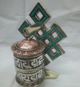 Rueda de Oración de Metal de Latón y Cobre para Colgar en la Pared, Tallada con Técnica de Grabado, 22cm, Regalo de Año Nuevo, Budismo, Música, Buda - Product Image 2