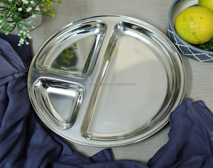 Thali en acier inoxydable poli miroir abordable |   Assiette à dîner multi-compartiments, facile à nettoyer |   Fabricant en gros en Inde - Product Image 3