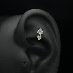 Modern Inverted Pyramid Diamond Dangle <b>Earring</b> In 14K Gold For <b>Tragus</b> And Helix <b>Piercing</b> - Product Image 1