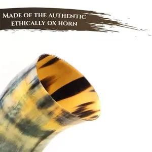 Mug Viking Élégant et Écologique en Corne de Buffle, Style Animalier, Thème Historique, Double Paroi, Grande Capacité, pour Décoration de Mariage - Product Image 3