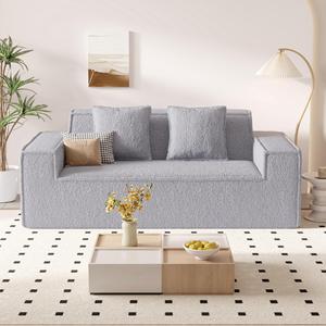 Canapé de salon minimaliste en tissu velours Teddy, mousse haute densité, confortable pour une assise prolongée - Product Image 4