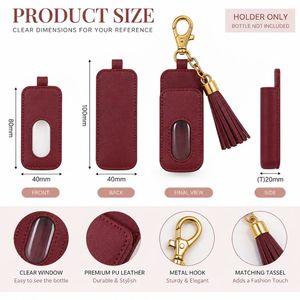 Porte-clés brillant pour gloss à lèvres avec fenêtre transparente, breloque de sac en cuir PU personnalisée avec pompon - Product Image 5
