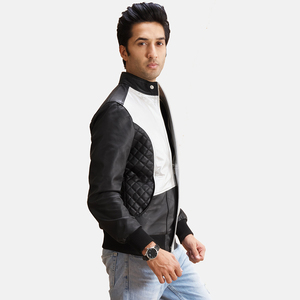 Blouson Moto Hiver Vintage Imperméable Blanc et Noir Uni pour Homme, Col Montant, Fermeture Éclair, Extérieur Polyester Nylon - Product Image 3
