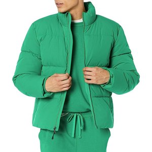 Vibrant green mens padded <b>bubble</b> jacket custom winter warm puffer <b>coat</b> stand collar windproof thermal outerwear - Product Image 6