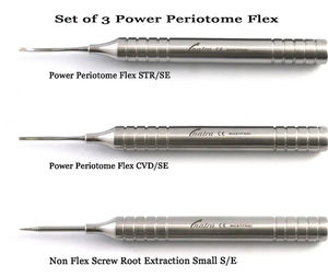 Kit d'extraction manuel ergonomique réutilisable Dogmatic International Flex Periotome avec vis – Acier inoxydable, 3 pièces, certifié CE, dentaire - Product Image 2