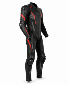 X Standard One-Piece Leather Motorcycle <b>Suit</b> | Black <b>Red</b> Gray | X Logo | OEM ODM Manufacturer | Premium Design | Racing Wear | - Product Image 3