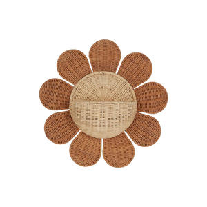 Nordic Style Flower Rattan Wall-Mounted Shelf for Kids Room Aesthetic Wicker Hanging <b>Basket</b> Nursery <b>Toy</b> <b>Storage</b> Wall Decor Rack - Product Image 2