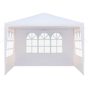 Tenda per Matrimoni e Feste 3x3m Bianca con 3 Lati Impermeabili e Tubi a Spirale - Product Image 4