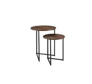 Mesa Auxiliar Rústica con Tapa de Madera y Base de Hierro, Estilo Rústico, Construcción Robusta y Colocación Versátil - Product Image 1