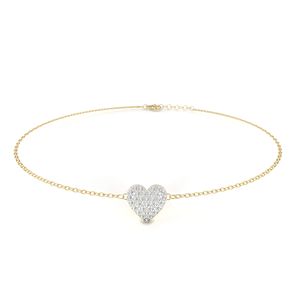 สร้อยข้อมือทองคำขาว 14K ประดับเพชรทรงหัวใจแบบเรียงกลุ่ม งานฝีมือประณีต เหมาะเป็นของขวัญวันครบรอบหรืองานเลี้ยงสำหรับผู้หญิง - Product Image 1