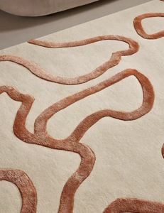 Hand Tufted Low Pile Abstract Wool <b>Rug</b> PET Friendly Non-Slip Eco-Friendly Anti-Bacteria Modern Design Neutral Beige <b>Thin</b> Latex - Product Image 4