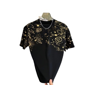 Customized Trend <b>Star</b> Foil Printed Short Sleeve T-Shirt for Men - Product Image 1