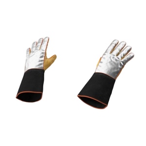 Accesorios para equipos de extinción de incendios Guantes de soldadura largos ignífugos de cuero de vaca rojo de 16 pulgadas de alta calidad Vaca resistente al calor - Product Image 6
