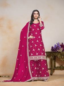 Último diseñador Pure Georgette bordado secuencia trabajo Sharara traje Salwar Kameez ropa india y paquistaní - Product Image 2