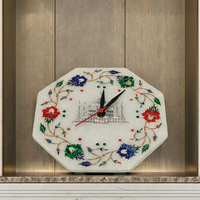 Reloj de Pared Feng Shui con Incrustaciones Hechas a Mano, Diseño Intrincado de Mármol Taj Mahal, Artesanía Única en Piedra, Temas Religiosos de Ángeles, Cruz del Amor
